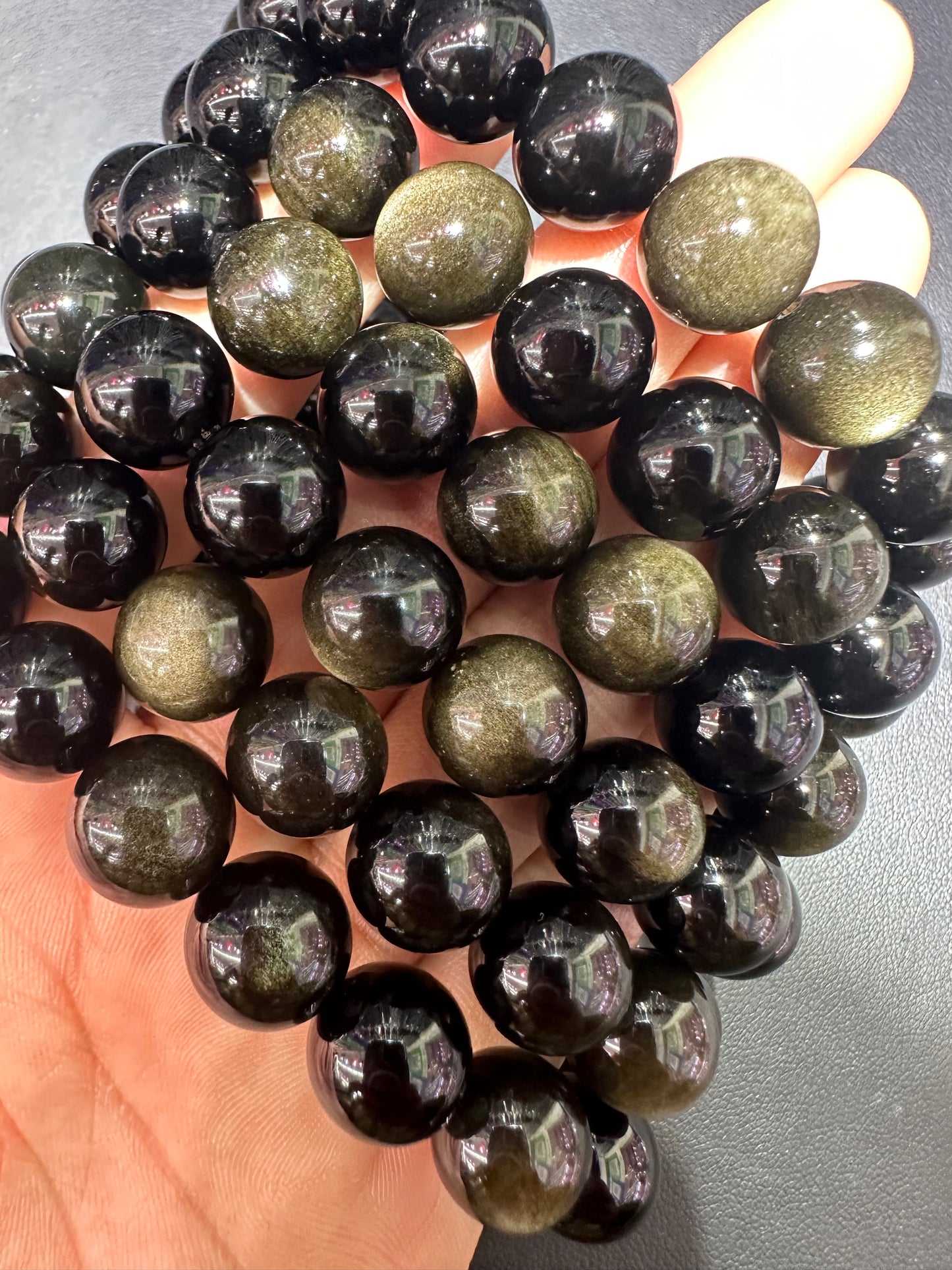 Golden obsidian bracelets 12mm