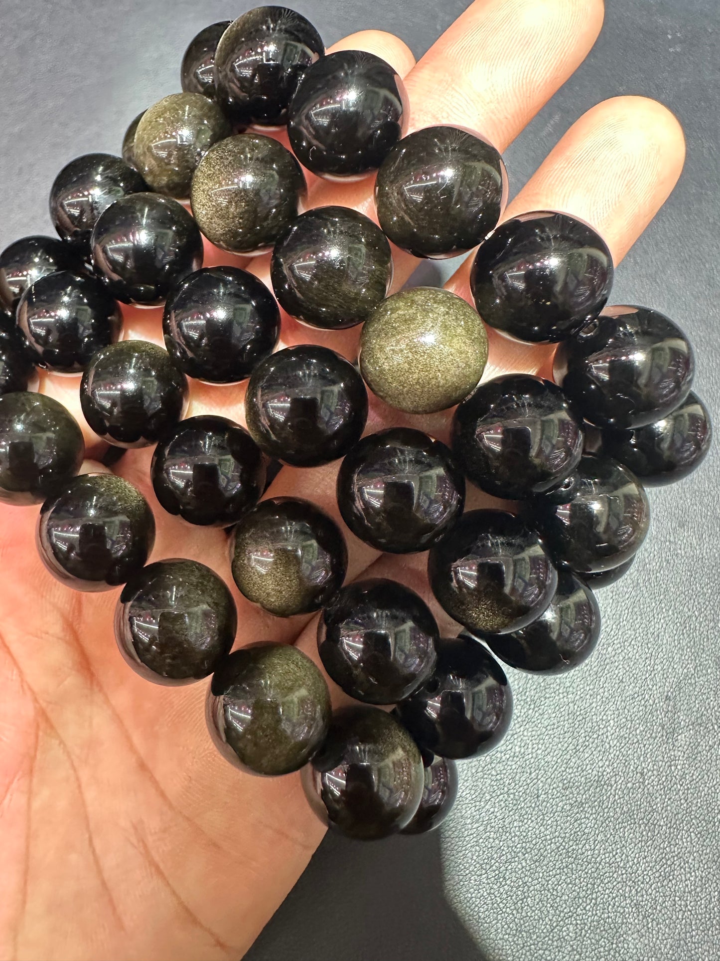 Golden obsidian bracelets 14mm