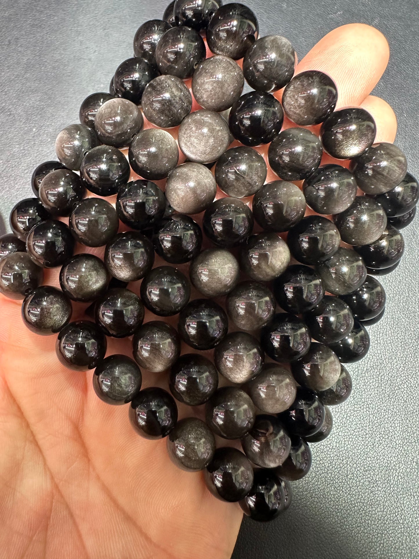 Silver obsidian bracelets 10mm