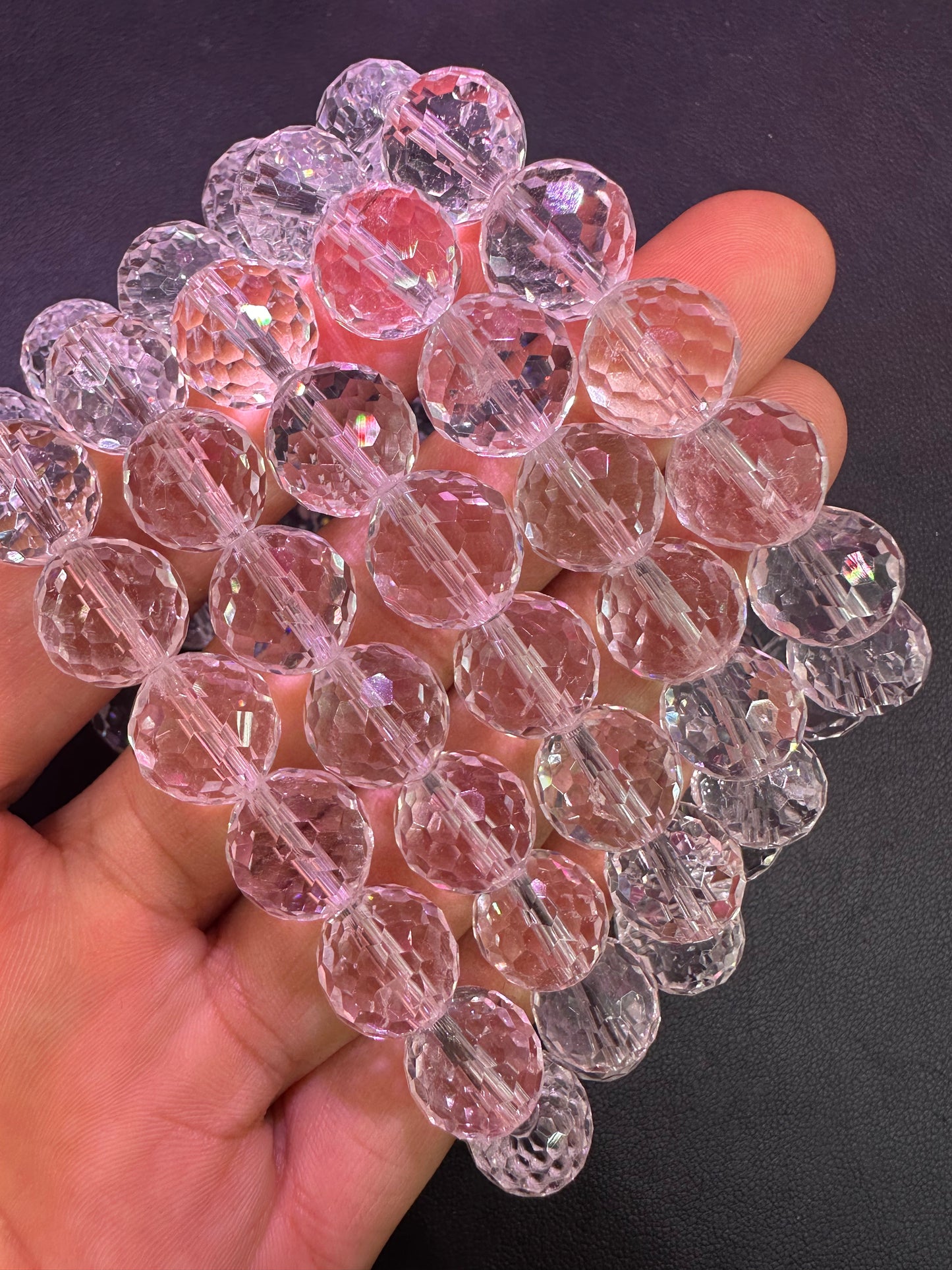 Faceted clear quartz bracelets 12mm