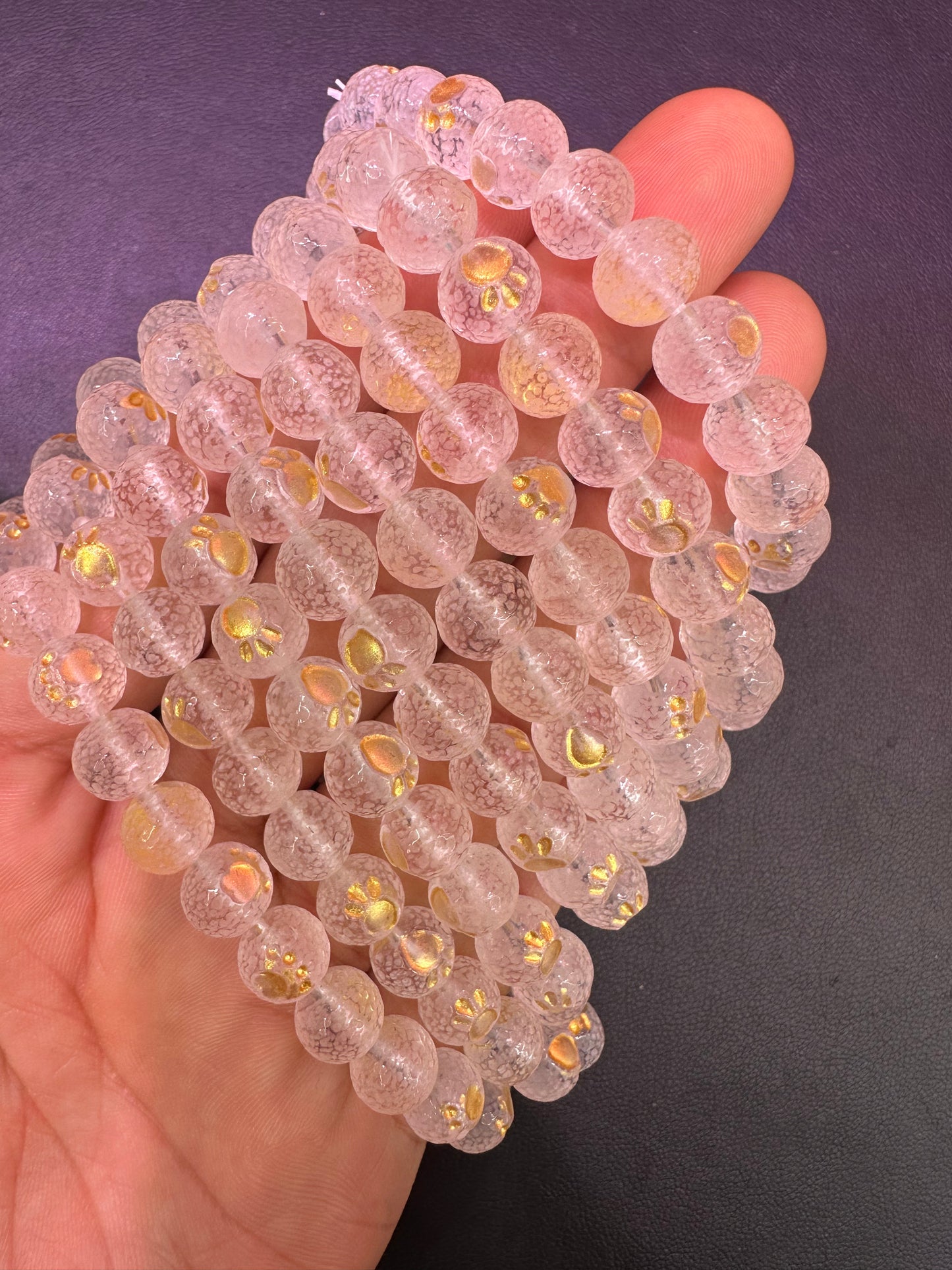 clear quartz bracelets with paws 8mm