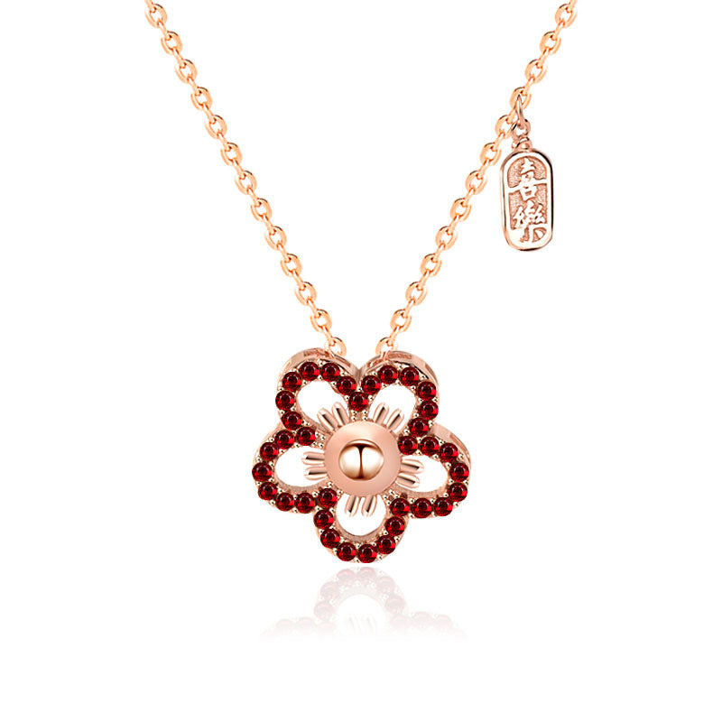 S925 sterling silver necklace flower