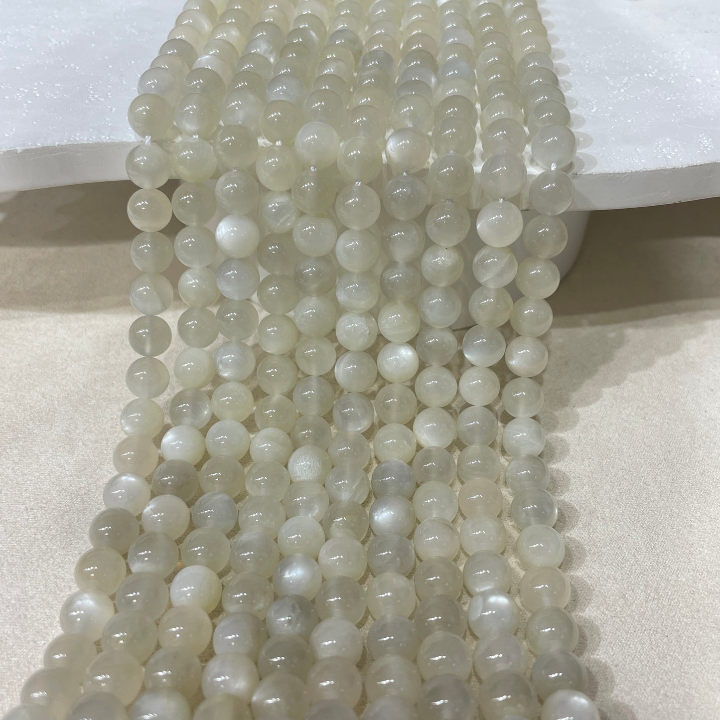 white moonstone strands 8mm