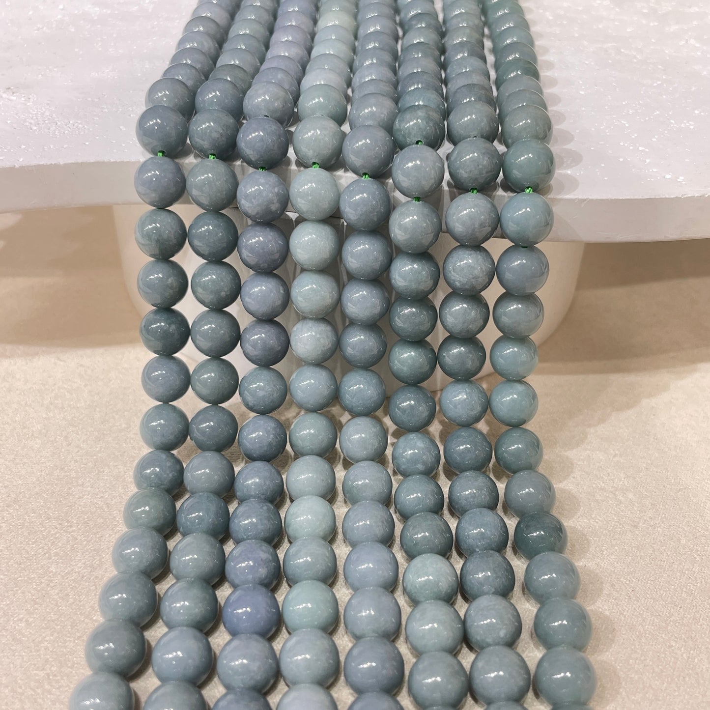 blue water jadelite strands 8.5mm