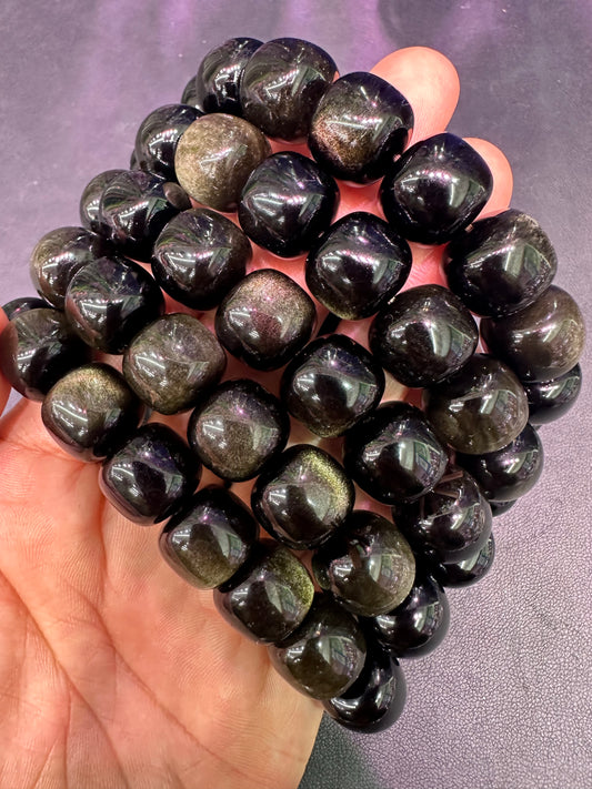 Golden obsidian bracelets 14mm apple shape