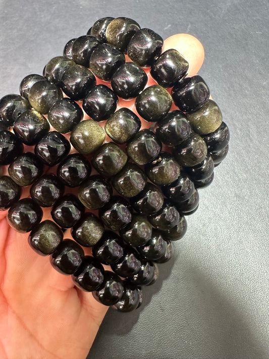Golden obsidian bracelets 10mm apple shape