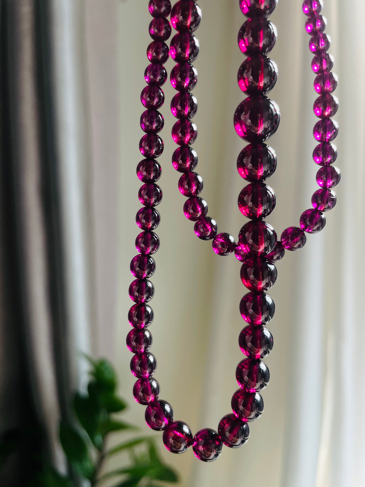 Collection purple garnet necklace 3.9-10.6mm with s925 clasp