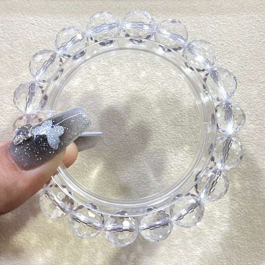 faceted clear quartz bracelet 11mm