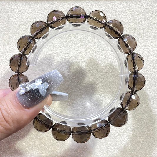 faceted smoky quartz bracelet 11mm