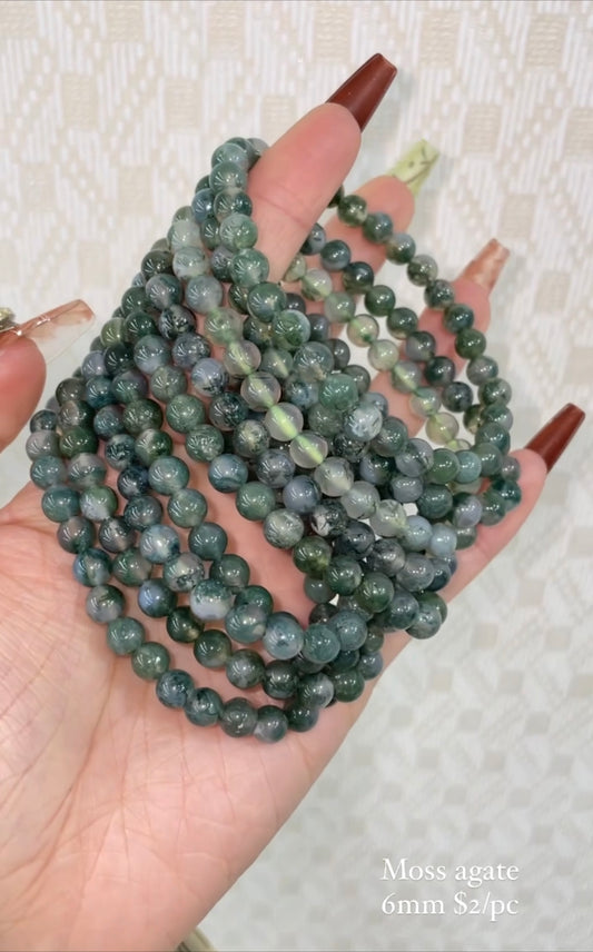 moss agate bracelet 6mm