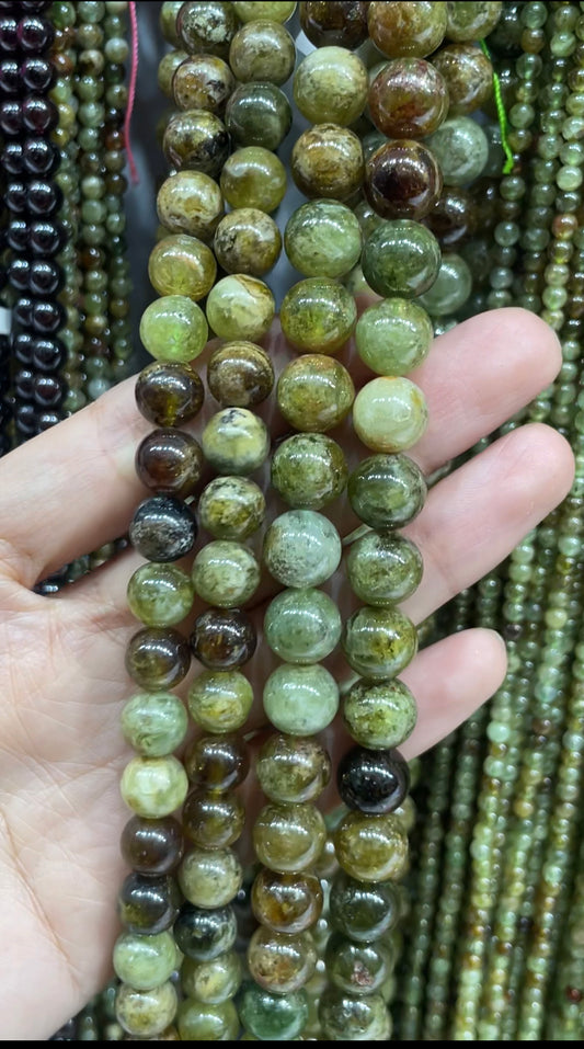 natural green garnet strand