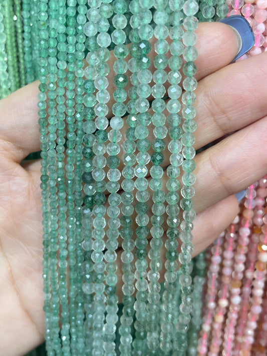 faceted green strawberry strand 2mm