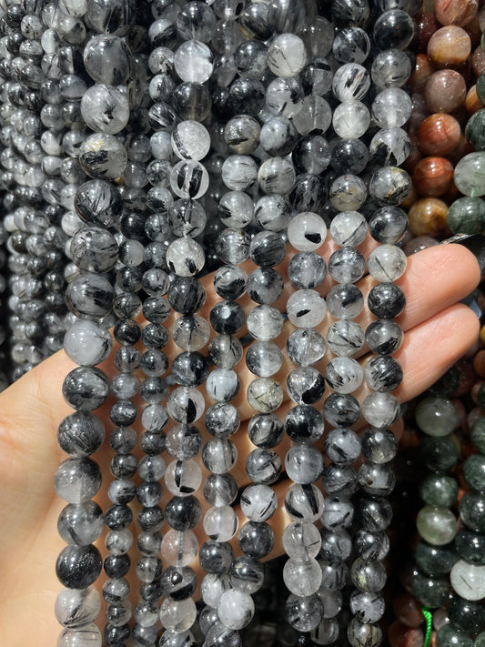 natural black rutile strand