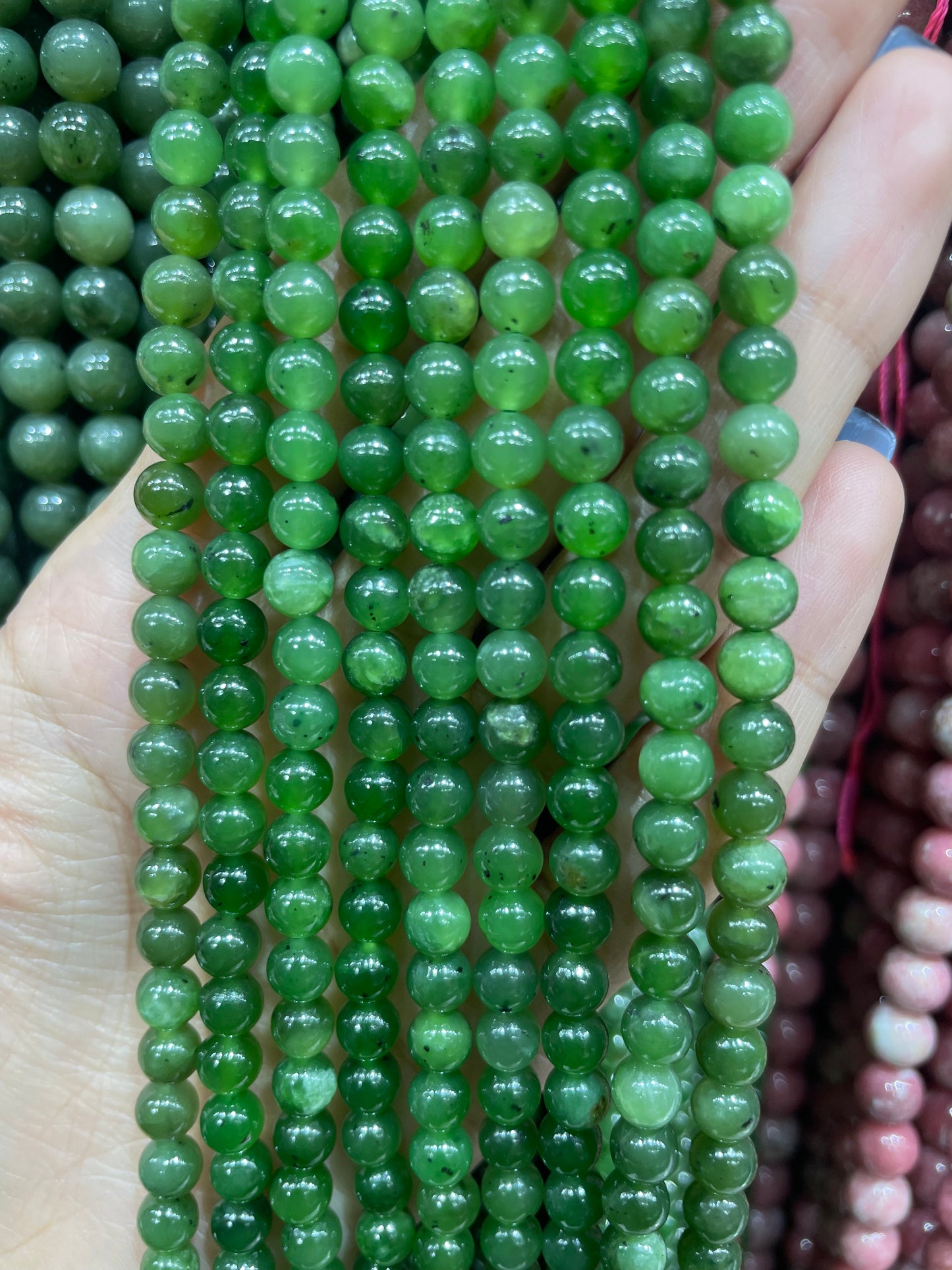 green hetian jade strand 6mm