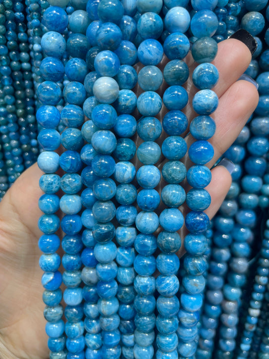natural blue apatite strand
