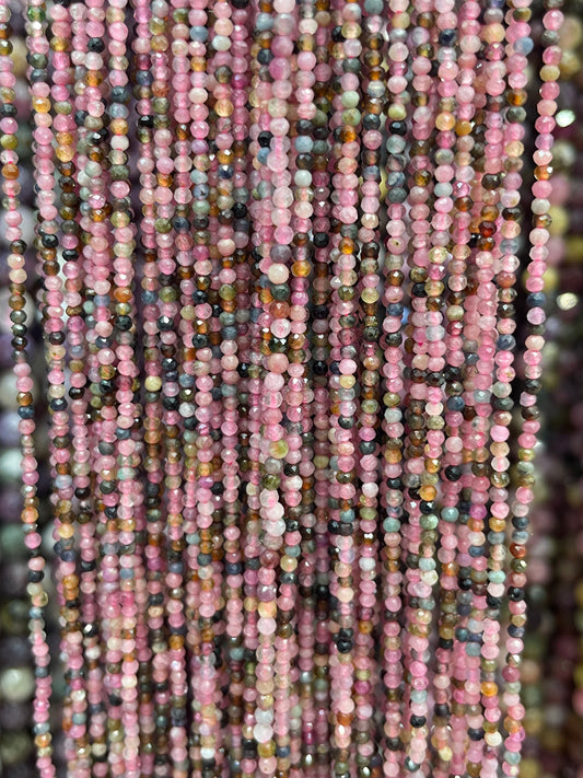 faceted colorful tourmaline strand 1.9mm