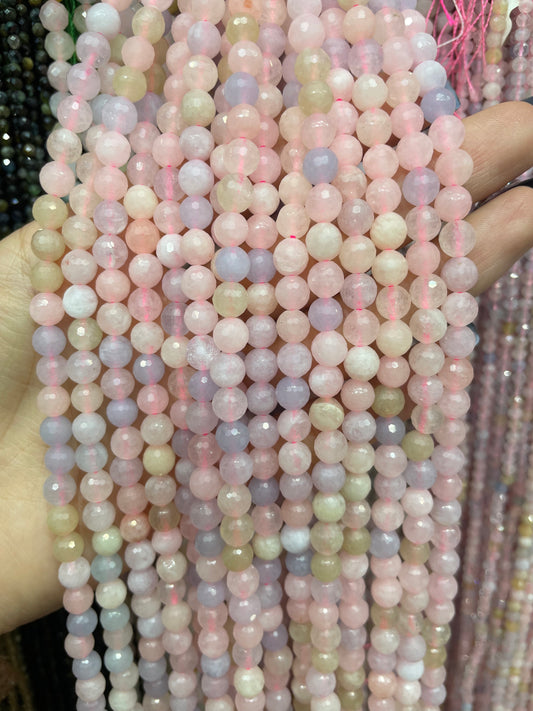 more pink faceted morganite strand 6mm