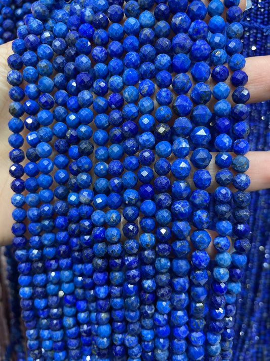faceted rich blue color lapis lazuli strand 6mm