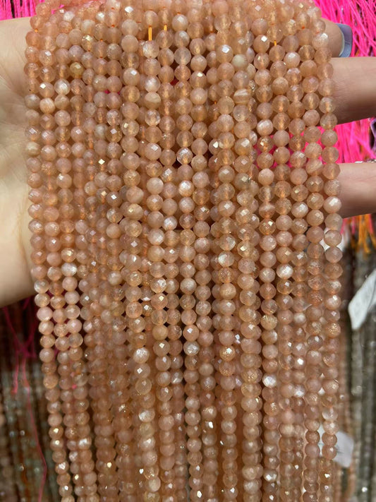 faceted sunstone strand 3mm