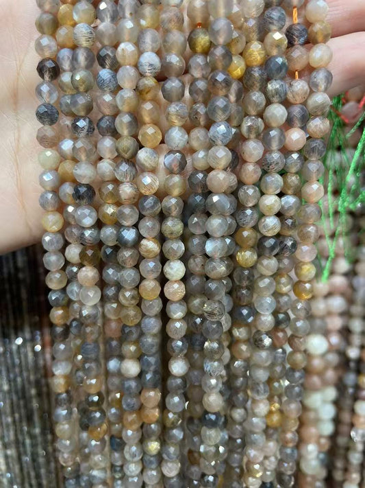 faceted skeleton sunstone strand 5mm