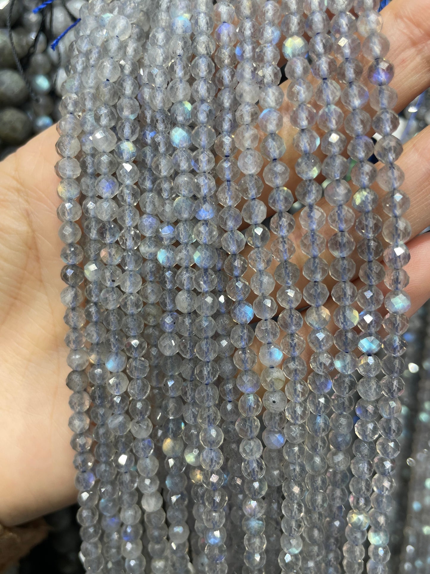 high quality clear faceted lab strand