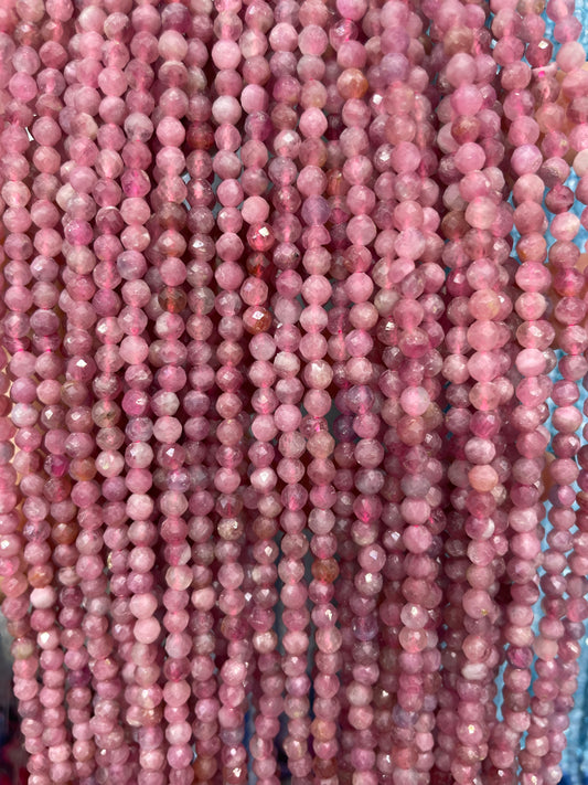 faceted pink tourmaline strand