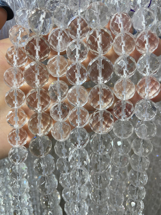 natural faceted 64-cut clear quartz strand