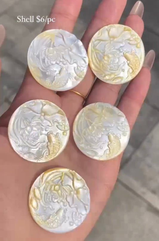 fish & lutos shell carving