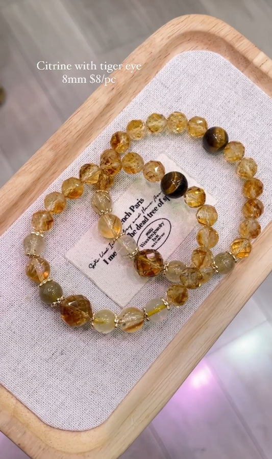 citrine with yellow tiger eye bracelet 8mm