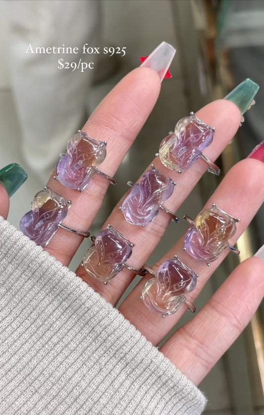 s925 ametrine nine tails fox ring