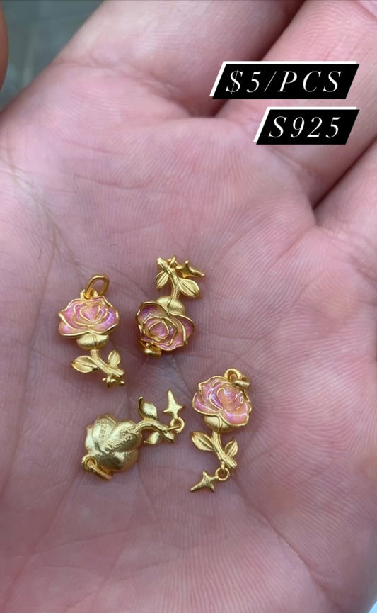 s925 rose charm