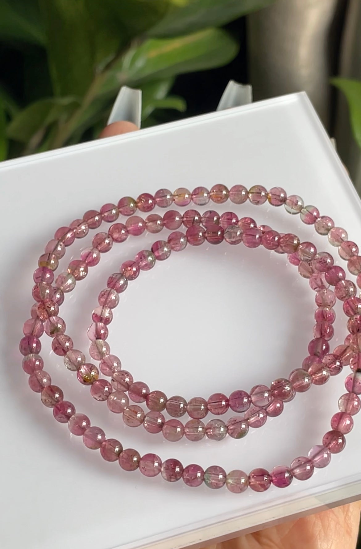 pink tourmaline 3 wraps bracelet 4.5mm