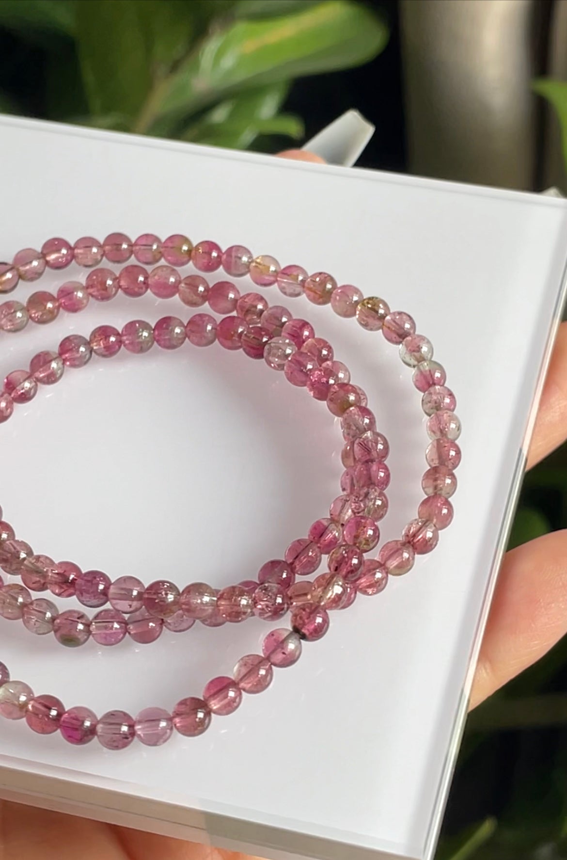 pink tourmaline 3 wraps bracelet 4.5mm