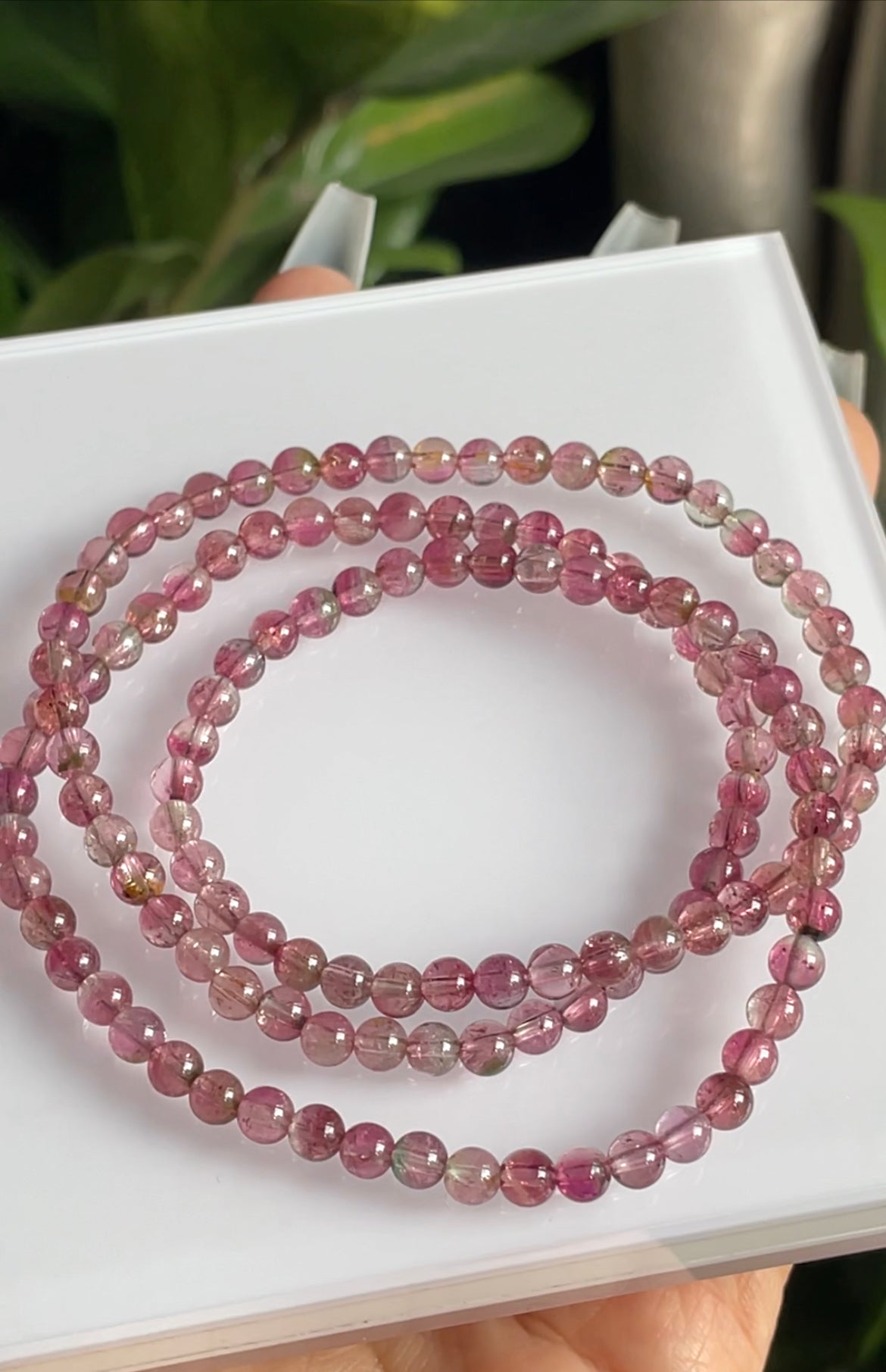 pink tourmaline 3 wraps bracelet 4.5mm