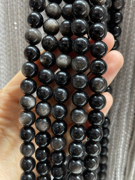 double flash silver obsidian strand