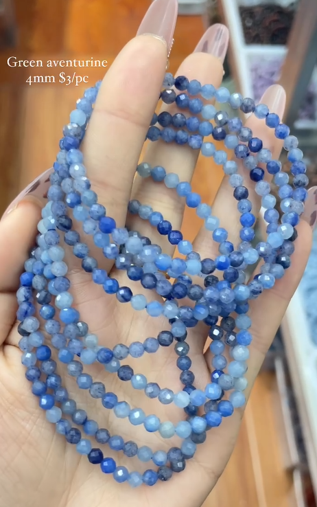 faceted blue aventurine 4mm bracelet