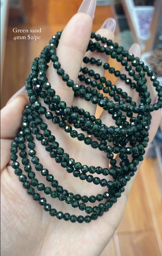 faceted green sand 4mm bracelet
