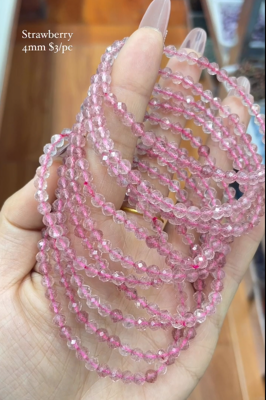 faceted strawberry 4mm bracelet