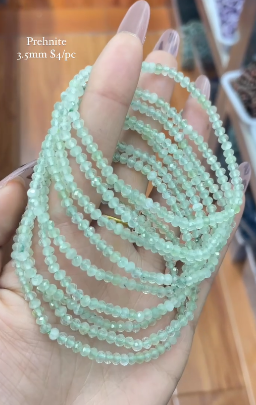 faceted prehnite 3.5mm bracelet