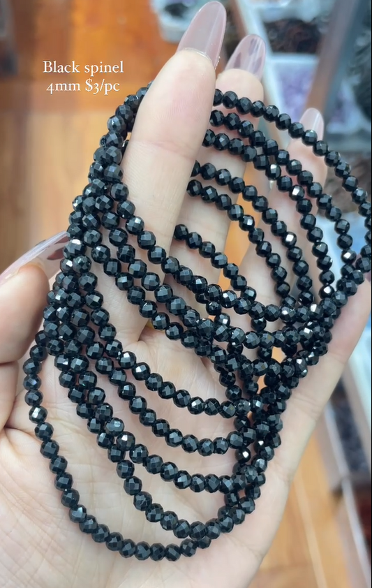faceted black spinel 4mm bracelet