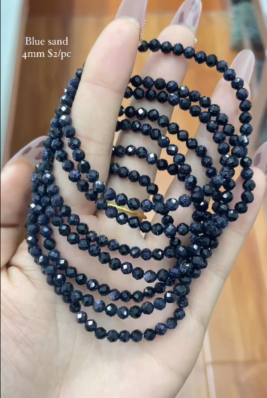 faceted blue sand 4mm bracelet