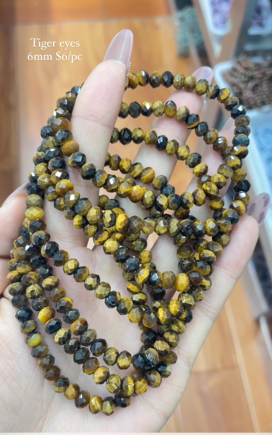 faceted yellow tiger eye 6mm bracelet