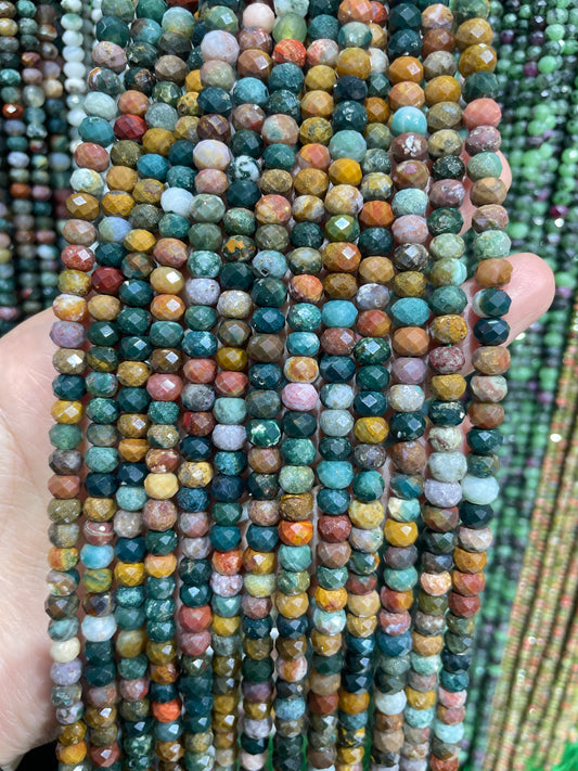 Ocean jasper faceted strand, 4*6mm
