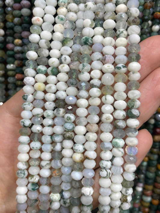 Moss agate faceted strand,3*5mm