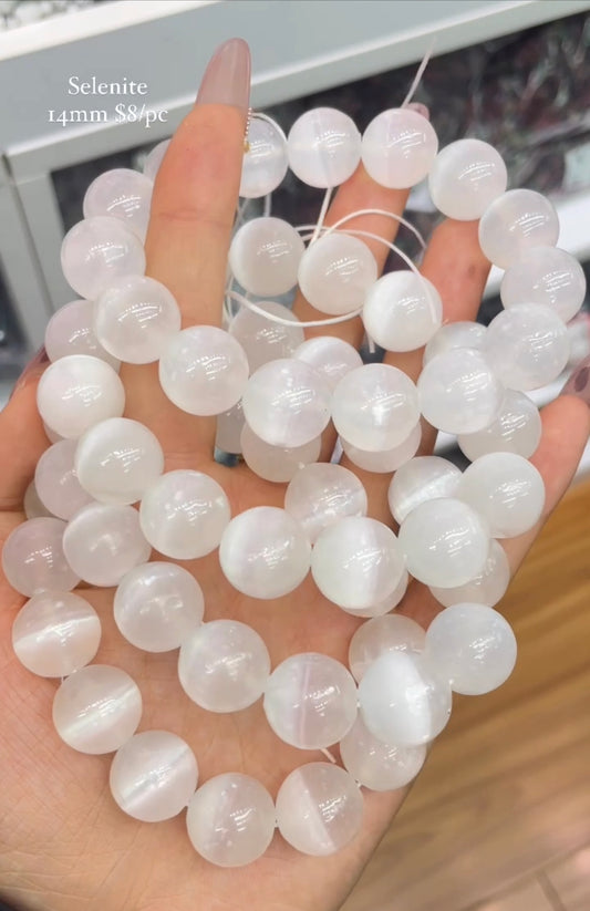 selenite bracelet 14mm