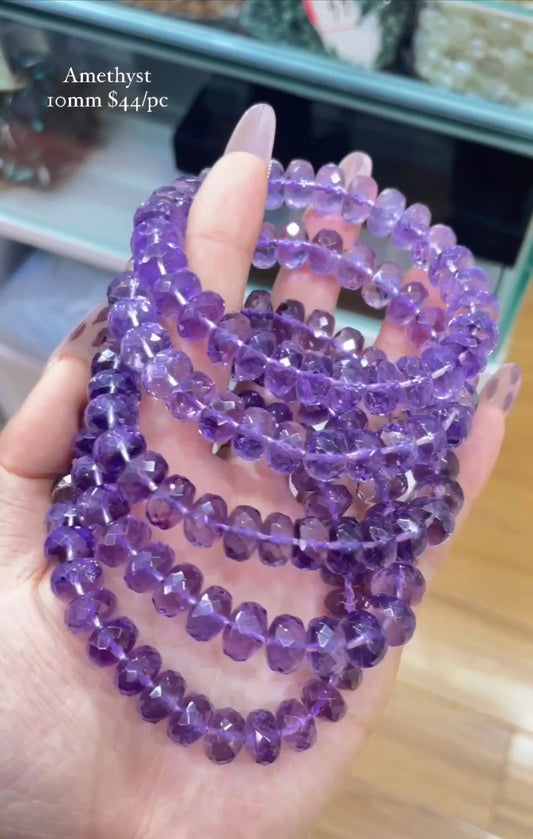 faceted amethyst 10mm bracelet