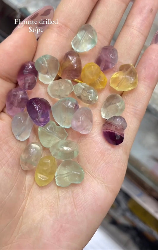 faceted fluorite heart bead