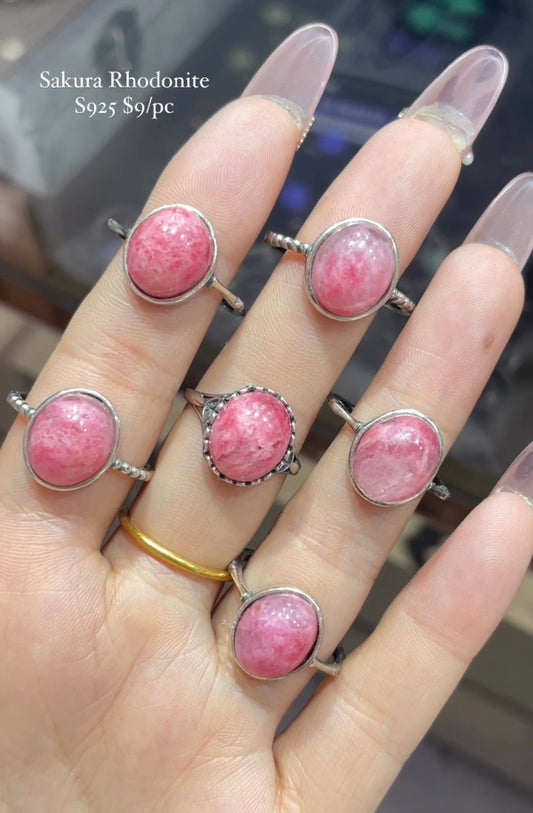 s925 sakura rhodonite ring