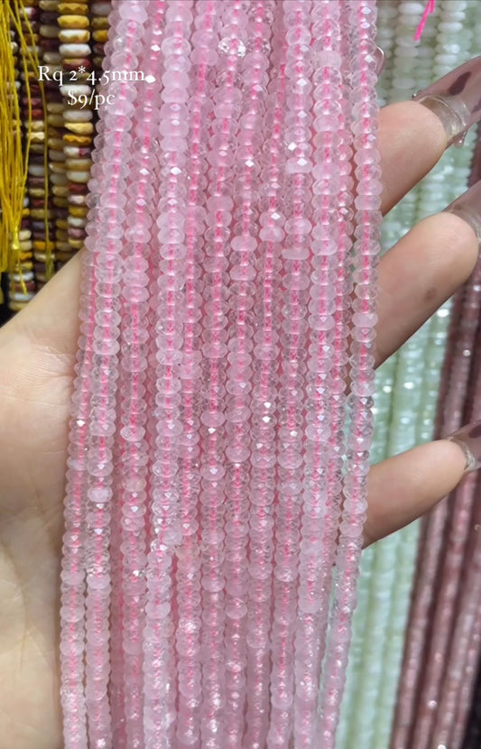 rose quartz faceted strand 2*4.5mm