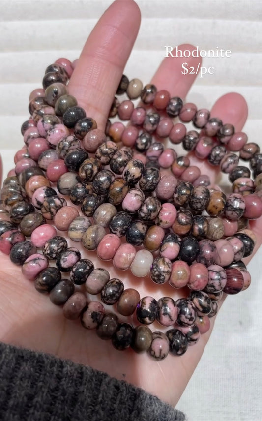 rhodonite rondelle bracelet